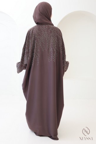 Abaya Dubaï kimono browny chic pour femme hijabi pour l'aïd 2