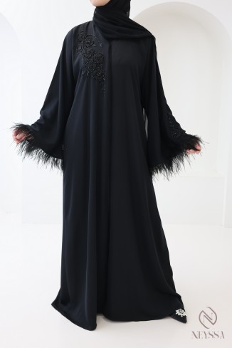 Abaya Dubai, lang, gerader Schnitt, für Frauen mit Hidschab