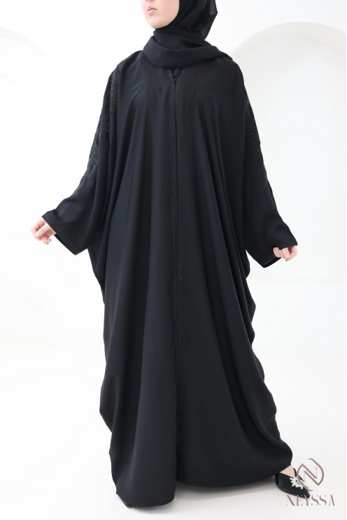Abaya Dubai Kimono im Schmetterlingsschnitt, mit Strasssteinen