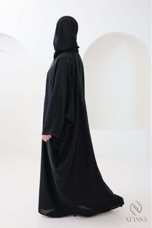 Abaya Dubai Kimono im Schmetterlingsschnitt, mit Strasssteinen