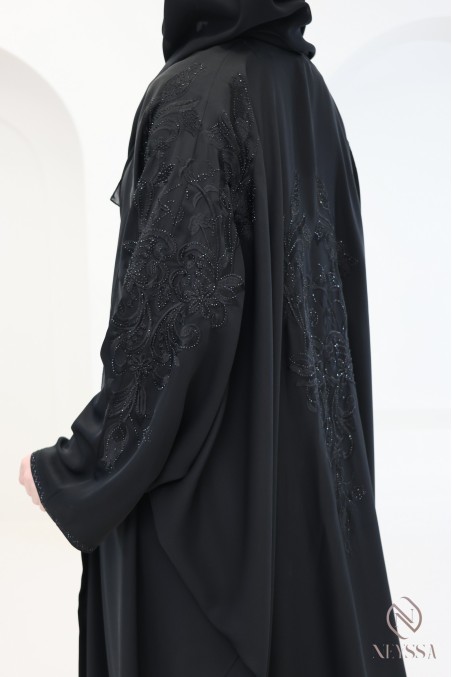 Abaya Dubai Kimono im Schmetterlingsschnitt, mit Strasssteinen