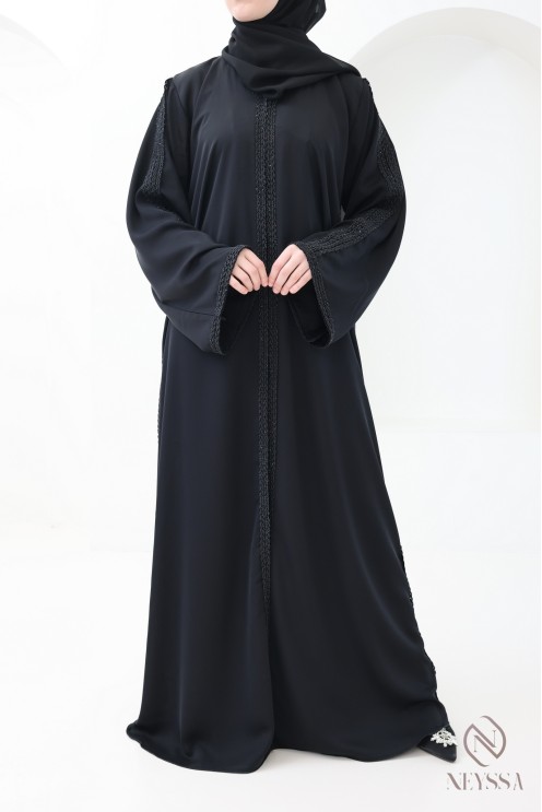 Abaya Dubai Kimono für Frauen mit geflochtener Stickerei für Hijabi