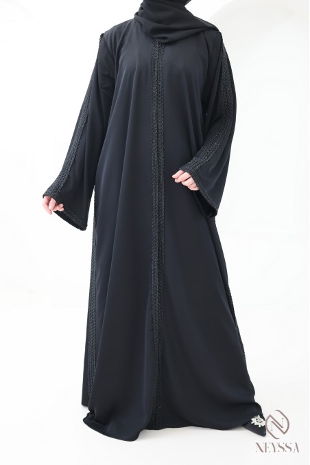 Dubai kimono abaya for women with braided embroidery for hijabi women