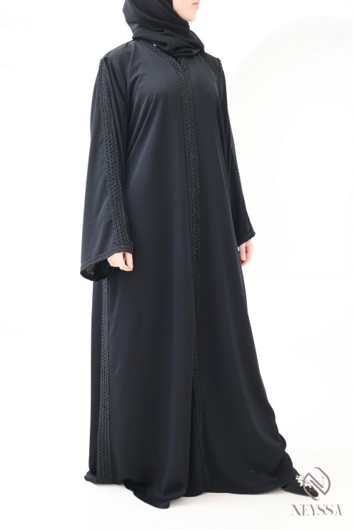 Abaya Dubai Kimono für Frauen mit geflochtener Stickerei für Hijabi