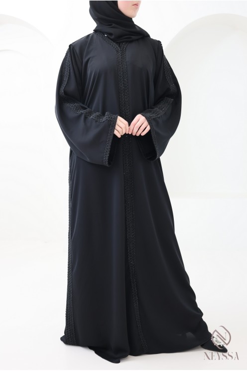 Abaya Dubai Kimono für Frauen mit geflochtener Stickerei für Hijabi