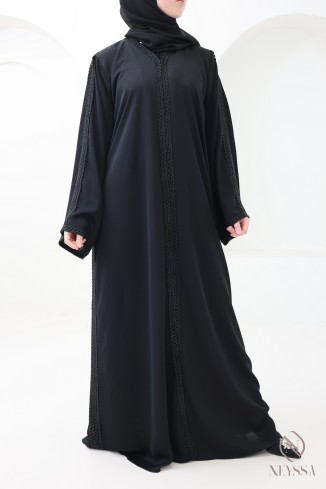 Abaya Dubaï kimono femme broderie tressée pour femme hijabi