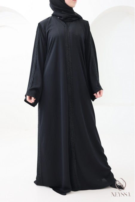 Dubai kimono abaya for women with braided embroidery for hijabi women