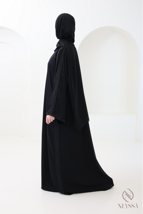 Dubai kimono abaya for women with braided embroidery for hijabi women