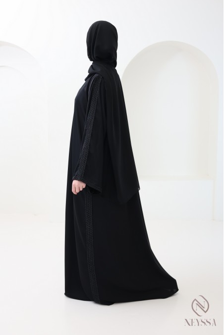 Dubai kimono abaya for women with braided embroidery for hijabi women