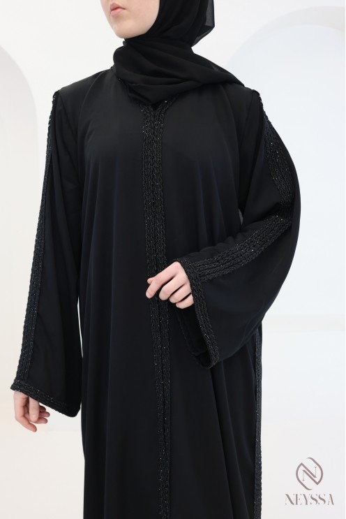 Abaya Dubai Kimono für Frauen mit geflochtener Stickerei für Hijabi
