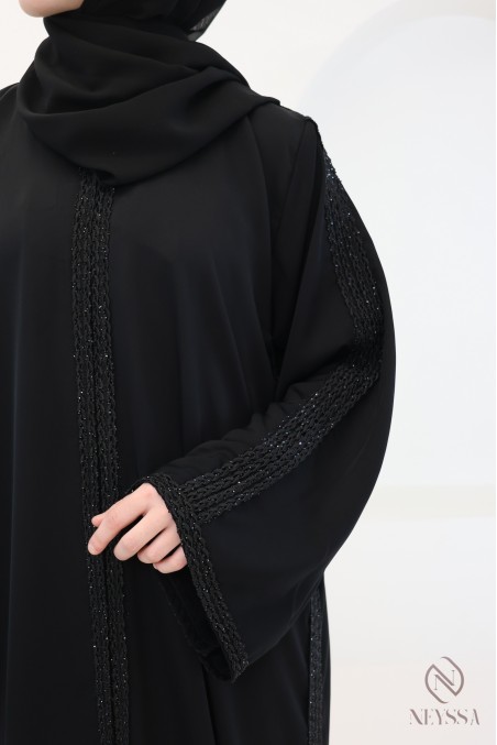 Dubai kimono abaya for women with braided embroidery for hijabi women