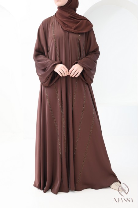 Luxuriöse Abaya aus Dubai, ausgestellter Schnitt, lange Ärmel