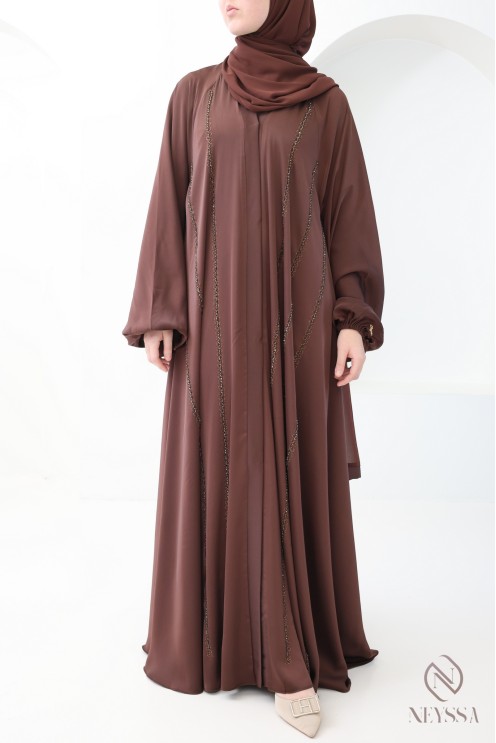 Luxuriöse Abaya aus Dubai, ausgestellter Schnitt, lange Ärmel