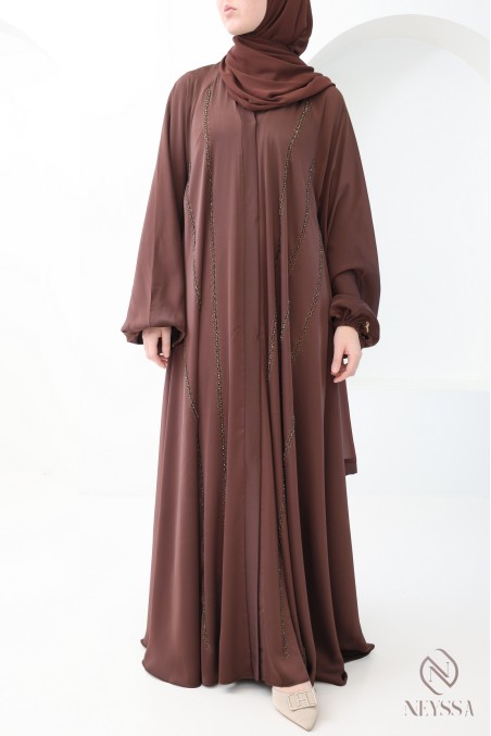 Luxuriöse Abaya aus Dubai, ausgestellter Schnitt, lange Ärmel