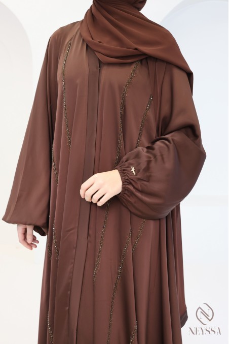 Luxuriöse Abaya aus Dubai, ausgestellter Schnitt, lange Ärmel
