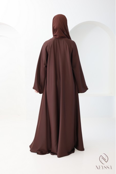 Abaya Dubaï luxe, coupe évasée, manches longues pour femme hijabi