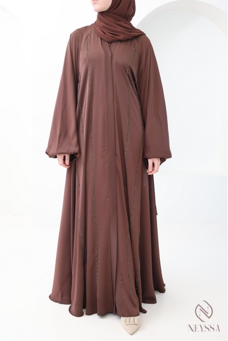 Luxuriöse Abaya aus Dubai, ausgestellter Schnitt, lange Ärmel