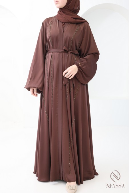 Luxuriöse Abaya aus Dubai, ausgestellter Schnitt, lange Ärmel