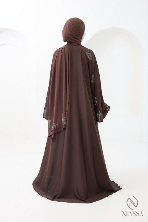 Dubai kimono abaya with rhinestones, a modest outfit idea for Eid