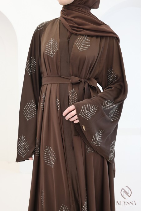 Abaya Dubai Kimono mit Strasssteinen,  ideales Outfit für das Eid-Fest