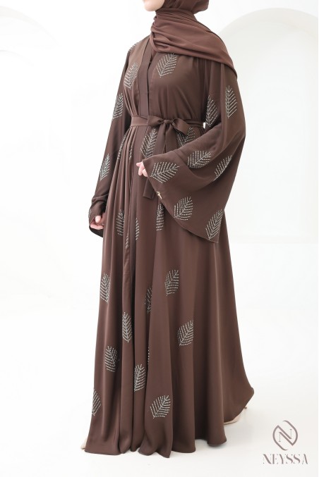 Abaya Dubai Kimono mit Strasssteinen,  ideales Outfit für das Eid-Fest