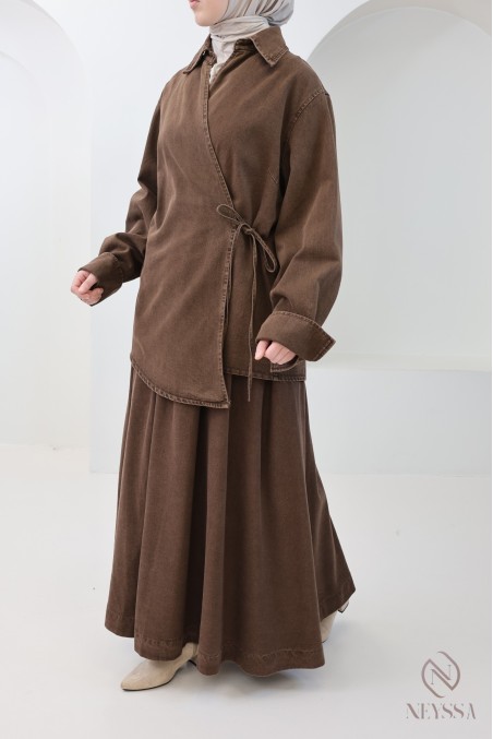 Ensemble 2 pièces 100% coton kimono et jupe, tenue modeste hijabi