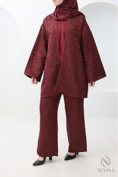 4-teiliges Damen-Set im Kaftan-Stil aus Brokat mit Sfifa