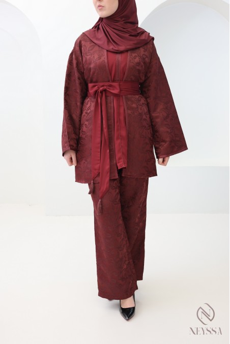 4-teiliges Damen-Set im Kaftan-Stil aus Brokat mit Sfifa