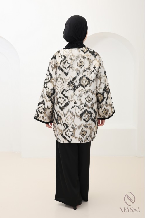 Ensemble 4 pièces brocart noir tendance tenue Aïd