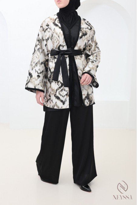 4-piece black brocade outfit for Eid