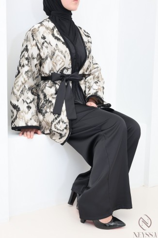 Ensemble 4 pièces brocart noir tendance tenue Aïd