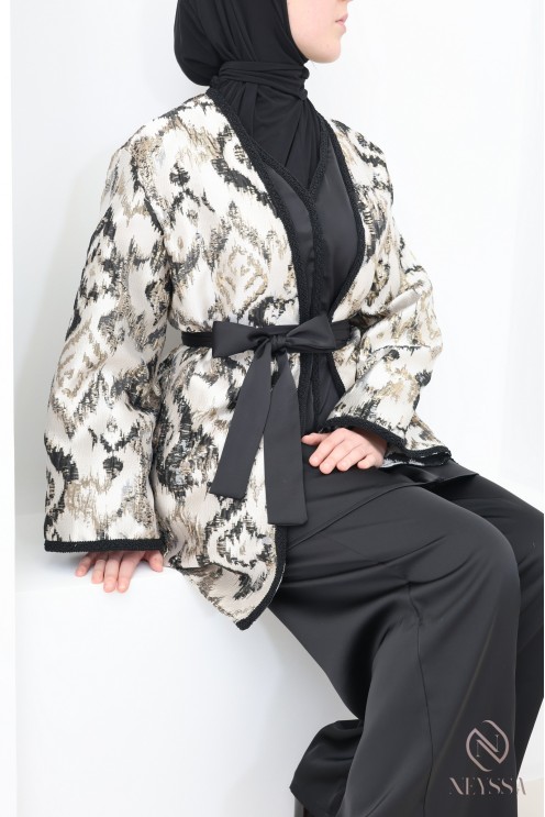 4-piece black brocade outfit for Eid