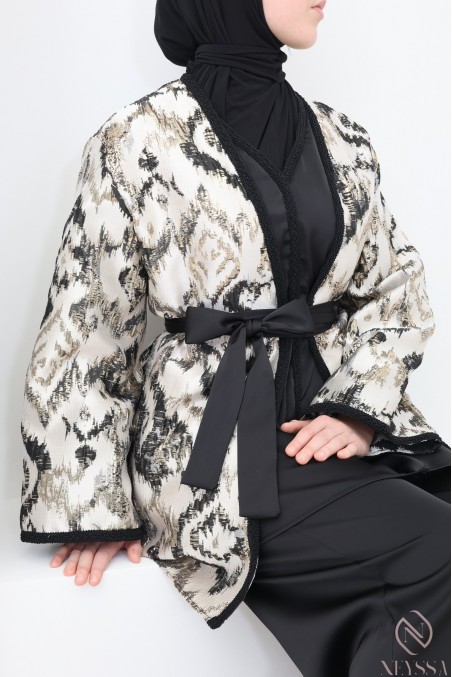 Ensemble 4 pièces brocart noir tendance tenue Aïd