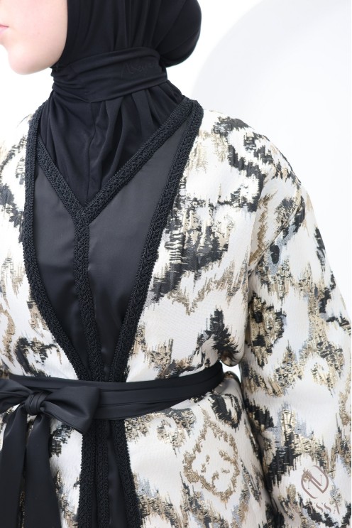 Ensemble 4 pièces brocart noir tendance tenue Aïd