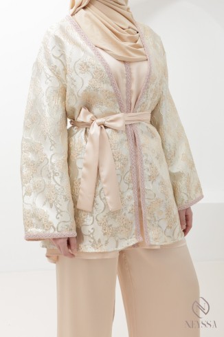 Brocade tunic and kimono set with palazzo trousers, an elegant outfit 2