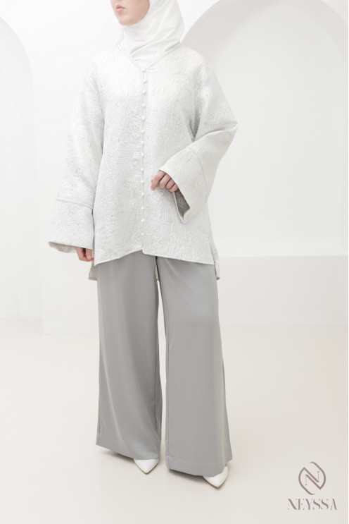 Ensemble 3 pièces tunique brocart et sfifa, avec palazzo