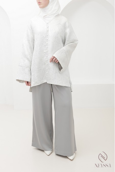 3-teiliges Ensemble aus Brokat-Tunika und Sfifa mit Palazzo-Hose