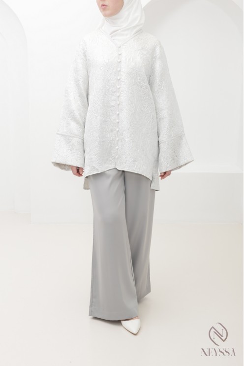 Ensemble 3 pièces tunique brocart et sfifa, avec palazzo