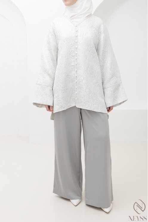 Ensemble 3 pièces tunique brocart et sfifa, avec palazzo