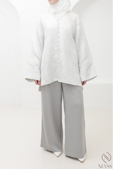 Ensemble 3 pièces tunique brocart et sfifa, avec palazzo