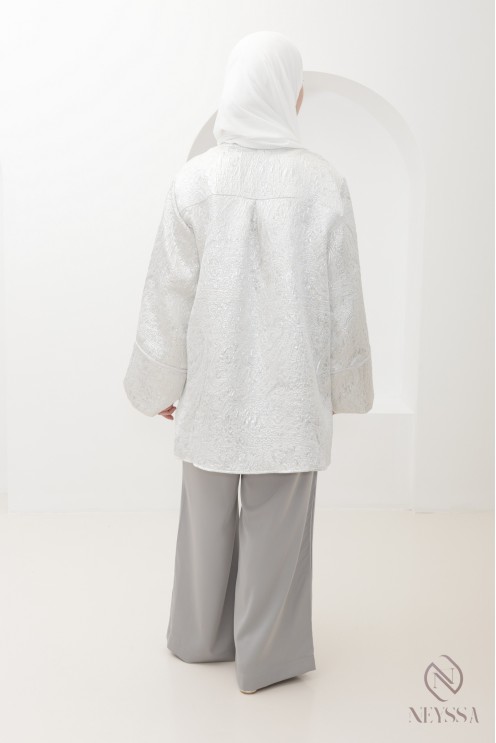 3-teiliges Ensemble aus Brokat-Tunika und Sfifa mit Palazzo-Hose