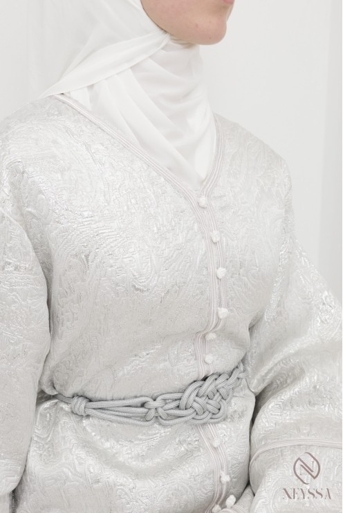 Ensemble 3 pièces tunique brocart et sfifa, avec palazzo