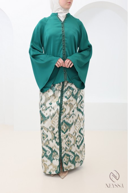 3-piece brocade tunic and skirt set for trendy hijabi women