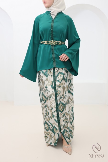 3-piece brocade tunic and skirt set for trendy hijabi women
