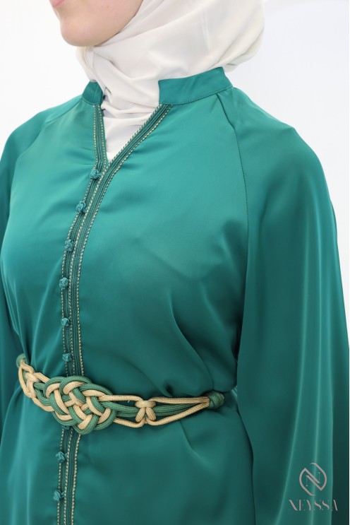 Ensemble 3 pièces tunique+ jupe brocart pour femme hijabi tendance