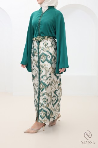 3-piece brocade tunic and skirt set for trendy hijabi women