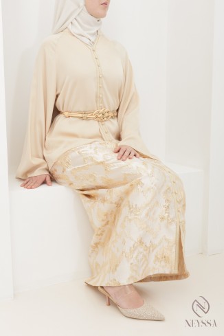 Straight brocade skirt set with women's sfifa tunic for Eid 2