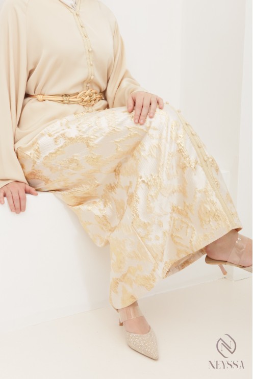 Straight brocade skirt set with women's sfifa tunic for Eid