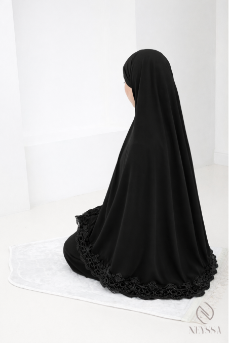 abaya khimar en soie de Médine avec détails de dentelle femme