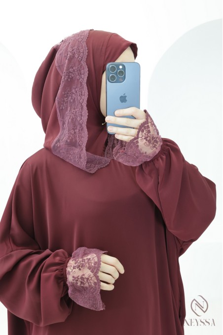 Abaya de prière avec son hijab intégré, idéal salat Aid